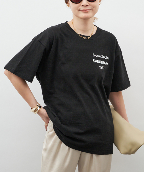 Deuxieme Classe（ドゥーズィエムクラス）の「追加【BRAWN/ブラウン】 LOGO Tシャツ（Tシャツ/カットソー・レディース・ブラック/ホワイト・FREE）」の5枚目の写真