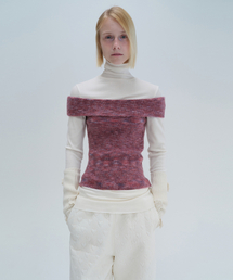 BRUSHED OFF SHOULDER KNIT (purple)