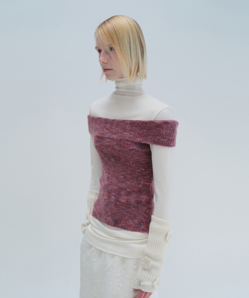 DIAGONAL（ダイアゴナル）の「BRUSHED OFF SHOULDER KNIT (purple)（ニット/セーター・レディース・その他・FREE）」の2枚目の写真