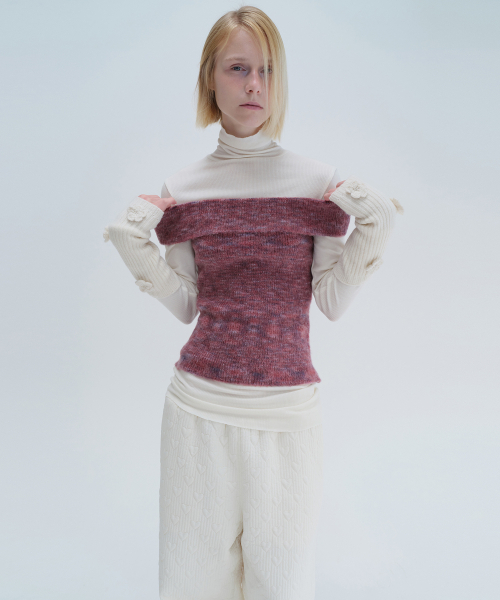 DIAGONAL（ダイアゴナル）の「BRUSHED OFF SHOULDER KNIT (purple)（ニット/セーター・レディース・その他・FREE）」の5枚目の写真