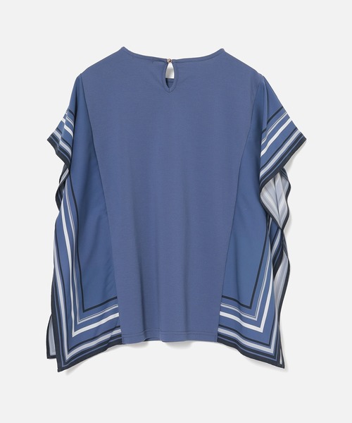 GLACIER lusso(グラシアルッソ)の「【美冷・接触冷感・UVカット・遮熱】袖スカーフ柄トップス(Tシャツ/カットソー・レディース・グレイッシュベージュ/ブルー/モカ・S/L/M/LL)」の13枚目の写真