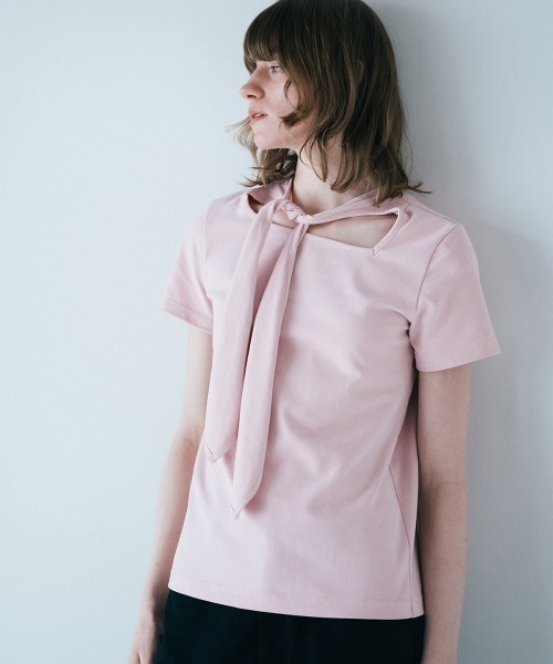 soduk(スドーク)の「【soduk】26SS新作 ribbon t-shirt / リボンTシャツ(Tシャツ/カットソー・レディース・White/ピンク/ブラック系・ONE SIZE)」の6枚目の写真