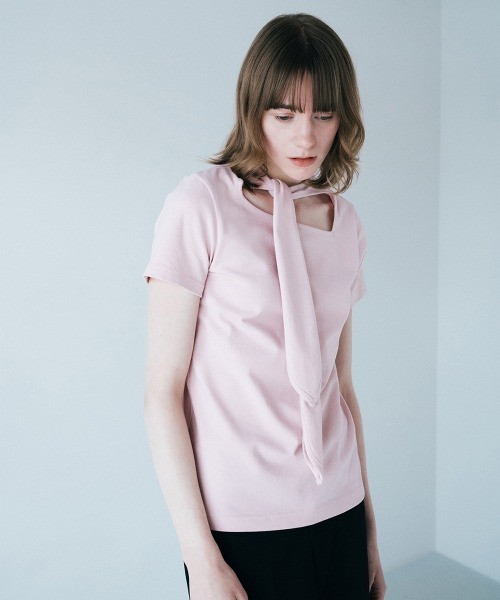 soduk(スドーク)の「【soduk】26SS新作 ribbon t-shirt / リボンTシャツ(Tシャツ/カットソー・レディース・White/ピンク/ブラック系・ONE SIZE)」の7枚目の写真