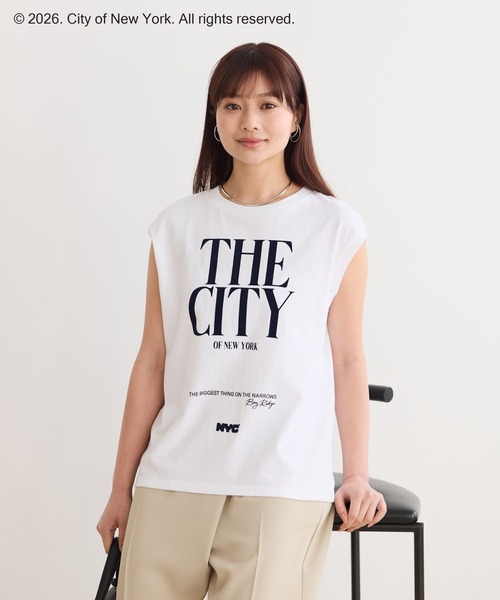 Andemiu(アンデミュウ)の「【NYC】LOGO NS653201(Tシャツ/カットソー・レディース・オフホワイト/ブルー・FREE)」の4枚目の写真