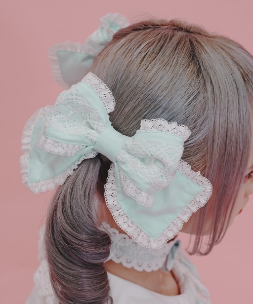Chalmiere(シャルミエール)の「はしごレースリボンセット(チャーム・レディース・ミント/ブラック/レッド/ピンク・FREE)」の3枚目の写真