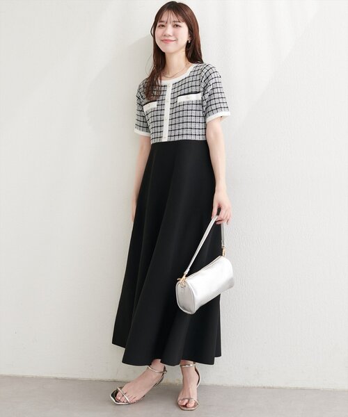 natural couture（ナチュラルクチュール）の「ツイードサマーニットワンピース（ワンピース・レディース・ネイビー/ブラック/アイボリー・FREE）」の15枚目の写真