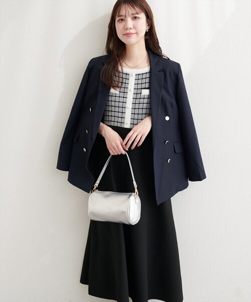 natural couture（ナチュラルクチュール）の「ツイードサマーニットワンピース（ワンピース・レディース・ネイビー/ブラック/アイボリー・FREE）」の18枚目の写真