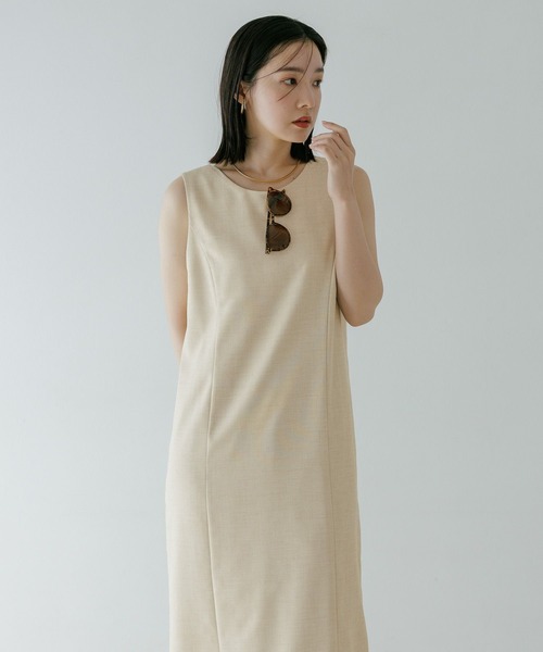 Andemiu（アンデミュウ）の「Iラインノースリーブワンピース656245（ワンピース・レディース・ブラウン/ベージュ・MEDIUM/SMALL）」の12枚目の写真