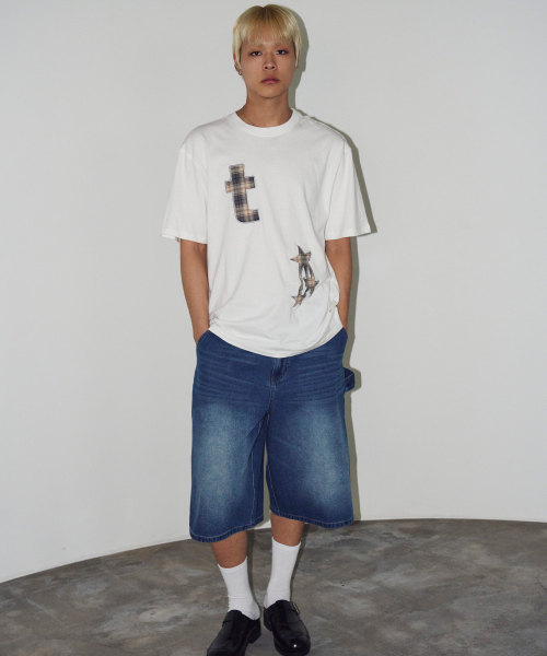 TRAVEL(トラベル)の「メルティングチェックアプリケ半袖Tシャツホワイト(Tシャツ/カットソー・レディース・その他・SMALL/MEDIUM/LARGE/X-LARGE)」の4枚目の写真