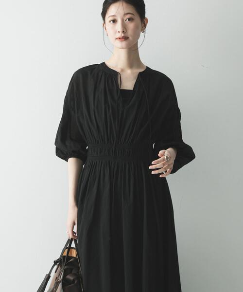 URBAN RESEARCH（アーバンリサーチ）の「コットンボイルシャーリングワンピース（ワンピース・レディース・ブラック/ブラウン・FREE）」の7枚目の写真