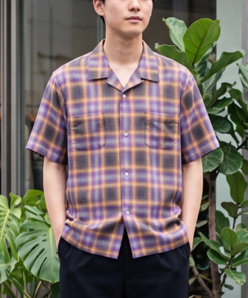 HOUSTON(ヒューストン)の「【UT207】【HOUSTON/ヒューストン】OMBRE CHECK S/S SHIRT 41285(シャツ/ブラウス・メンズ・ブラック/パープル・LARGE)」の2枚目の写真