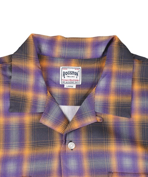 HOUSTON(ヒューストン)の「【UT207】【HOUSTON/ヒューストン】OMBRE CHECK S/S SHIRT 41285(シャツ/ブラウス・メンズ・ブラック/パープル・LARGE)」の6枚目の写真