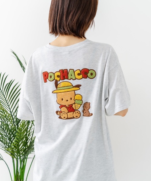 sanrio（サンリオ）の「【sanrio/サンリオ】【ゆったりルーズシルエット】日焼けキャラクター サガラ刺繍Tシャツ ハローキティ クロミ ポチャッコ y2k 平成レトロ（Tシャツ/カットソー・レディース・サックスブルー/オフホワイト/ライトグレー/スミクロ・LARGE/MEDIUM）」の11枚目の写真