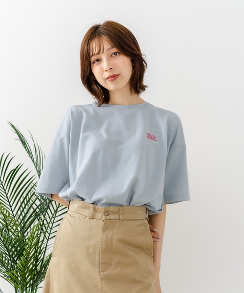 sanrio（サンリオ）の「【sanrio/サンリオ】【ゆったりルーズシルエット】日焼けキャラクター サガラ刺繍Tシャツ ハローキティ クロミ ポチャッコ y2k 平成レトロ（Tシャツ/カットソー・レディース・サックスブルー/オフホワイト/ライトグレー/スミクロ・LARGE/MEDIUM）」の20枚目の写真