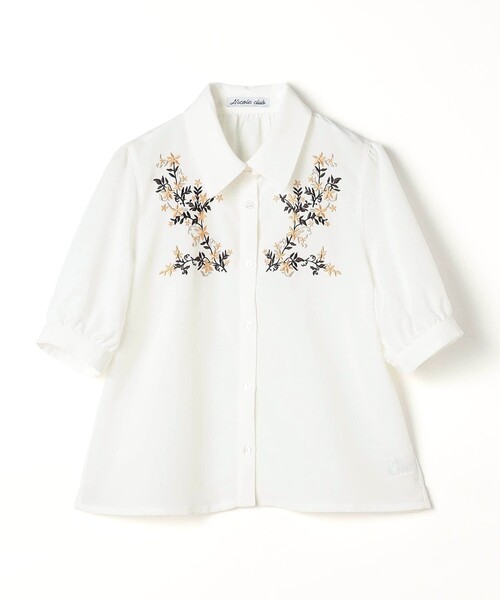 NICOLE CLUB（ニコル　クラブ）の「ボタニカル刺繍ブラウス（シャツ/ブラウス・レディース・ライトグリーン/ブラック/オフホワイト・M）」の12枚目の写真