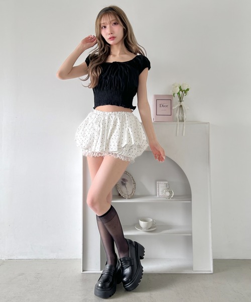 Loueme（ルエム）の「【チェック＆無地】シャーリング2WAYオフショルダートップス（シャツ/ブラウス・レディース・ブラック系その他/ホワイト/ホワイト系その他/ブラック・FREE）」の15枚目の写真
