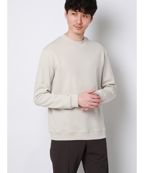 SUIT SQUARE(スーツスクエア)の「オフィT/モックネックTシャツ/長袖/ウォッシャブル/プレーティング天竺/無地(Tシャツ/カットソー・メンズ・ブラック/グレー/ホワイト/ネイビー・S/M/L/LL/3L)」の4枚目の写真
