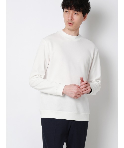 SUIT SQUARE(スーツスクエア)の「オフィT/モックネックTシャツ/長袖/ウォッシャブル/プレーティング天竺/無地(Tシャツ/カットソー・メンズ・ブラック/グレー/ホワイト/ネイビー・S/M/L/LL/3L)」の1枚目の写真