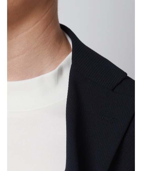 SUIT SQUARE(スーツスクエア)の「オフィT/モックネックTシャツ/長袖/ウォッシャブル/プレーティング天竺/無地(Tシャツ/カットソー・メンズ・ブラック/グレー/ホワイト/ネイビー・S/M/L/LL/3L)」の14枚目の写真