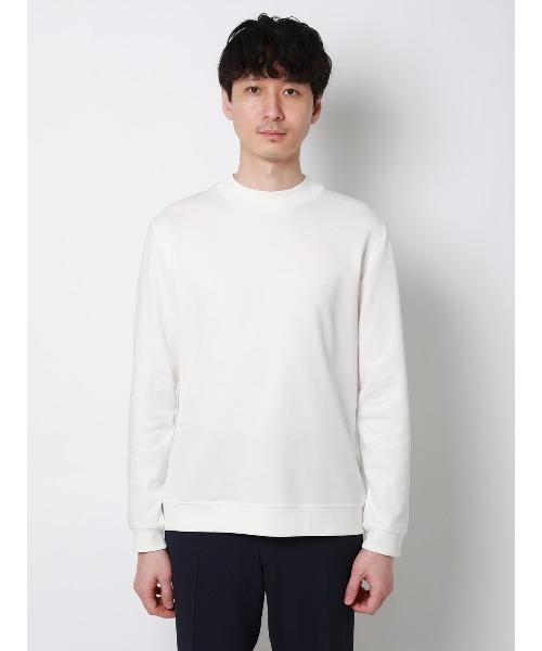 SUIT SQUARE(スーツスクエア)の「オフィT/モックネックTシャツ/長袖/ウォッシャブル/プレーティング天竺/無地(Tシャツ/カットソー・メンズ・ブラック/グレー/ホワイト/ネイビー・S/M/L/LL/3L)」の9枚目の写真