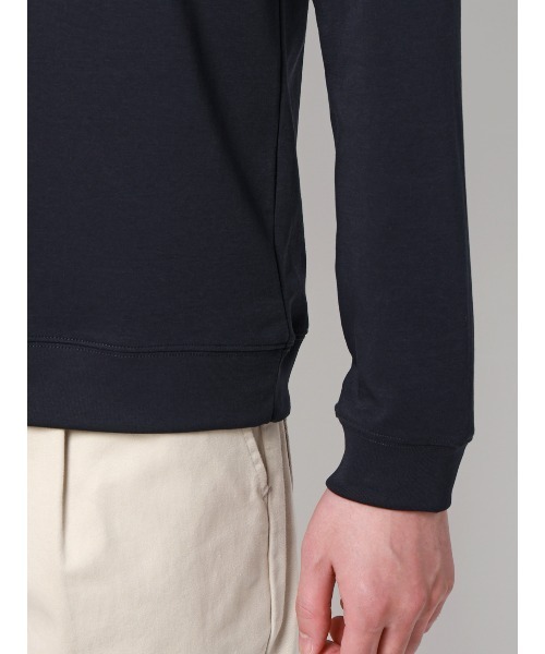 SUIT SQUARE(スーツスクエア)の「オフィT/モックネックTシャツ/長袖/ウォッシャブル/プレーティング天竺/無地(Tシャツ/カットソー・メンズ・ブラック/グレー/ホワイト/ネイビー・S/M/L/LL/3L)」の5枚目の写真