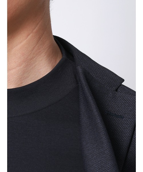 SUIT SQUARE(スーツスクエア)の「オフィT/モックネックTシャツ/長袖/ウォッシャブル/プレーティング天竺/無地(Tシャツ/カットソー・メンズ・ブラック/グレー/ホワイト/ネイビー・S/M/L/LL/3L)」の7枚目の写真