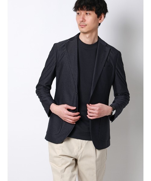 SUIT SQUARE(スーツスクエア)の「オフィT/モックネックTシャツ/長袖/ウォッシャブル/プレーティング天竺/無地(Tシャツ/カットソー・メンズ・ブラック/グレー/ホワイト/ネイビー・S/M/L/LL/3L)」の8枚目の写真