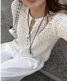 ampm（エーエムピーエム）の「透かし編み サマーニット カーディガン レディース クロップド丈（カーディガン/ボレロ）」