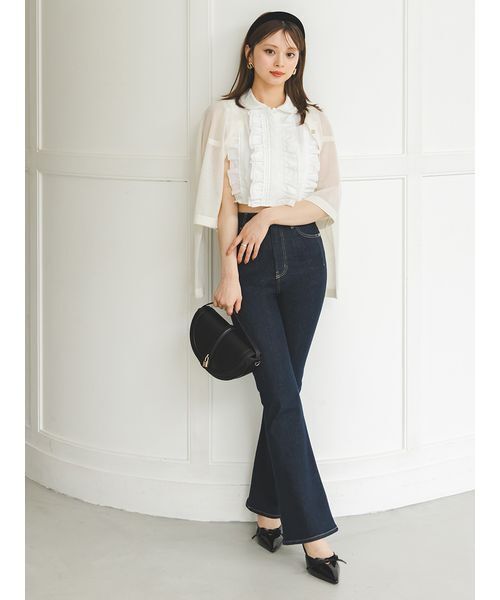 SNIDEL（スナイデル）の「【STYLE UP PANTS】フレアデニム（デニムパンツ・レディース・ブラウン/ブラック/インディゴブルー/ブルー・2/1/0）」の10枚目の写真
