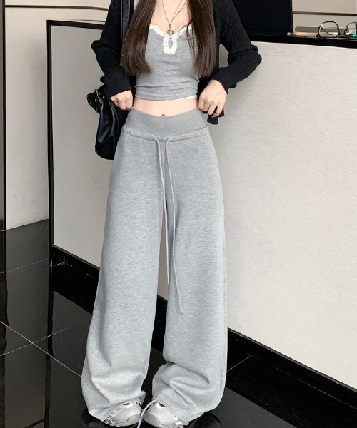 LADY LIKE(レディライク)の「【春夏新作】ウエストリブワイドスエットパンツ(スウェットパンツ・レディース・ブラック/ライトグレー/グレー・M)」の16枚目の写真