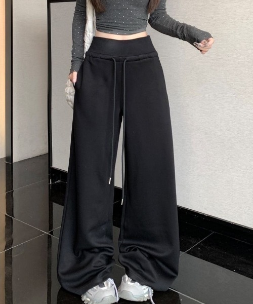 LADY LIKE(レディライク)の「【春夏新作】ウエストリブワイドスエットパンツ(スウェットパンツ・レディース・ブラック/ライトグレー/グレー・M)」の14枚目の写真