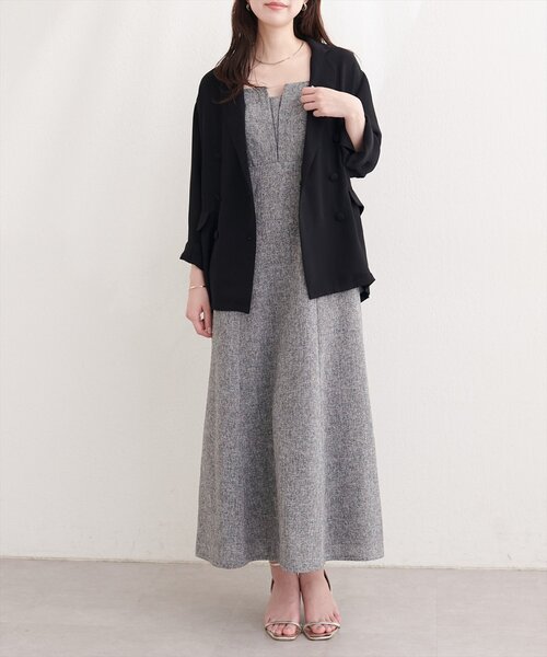 natural couture(ナチュラルクチュール)の「ベルト付きシアージャケット(テーラードジャケット・レディース・ベージュ/オフホワイト/ブラック/サックスブルー・FREE)」の11枚目の写真