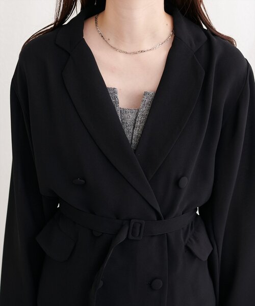 natural couture(ナチュラルクチュール)の「ベルト付きシアージャケット(テーラードジャケット・レディース・ベージュ/オフホワイト/ブラック/サックスブルー・FREE)」の15枚目の写真