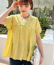 刺繍ハシゴレースブラウス