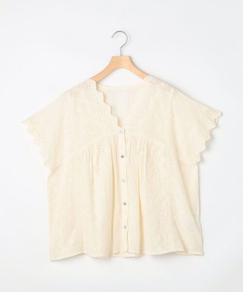 MICO COULIER(ミコクリエ)の「刺繍ハシゴレースブラウス(シャツ/ブラウス・レディース・キナリ/ライトブルー/チャコールグレー/イエロー・38)」の19枚目の写真