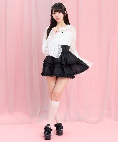Secret Honey（シークレットハニー）の「レース姫袖カットソー（Tシャツ/カットソー・レディース・ブラック/オフホワイト・FREE）」の9枚目の写真