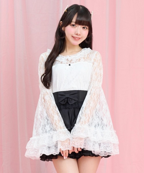Secret Honey（シークレットハニー）の「レース姫袖カットソー（Tシャツ/カットソー・レディース・ブラック/オフホワイト・FREE）」の10枚目の写真