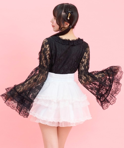 Secret Honey（シークレットハニー）の「レース姫袖カットソー（Tシャツ/カットソー・レディース・ブラック/オフホワイト・FREE）」の6枚目の写真