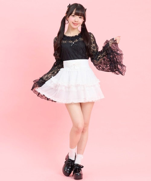 Secret Honey（シークレットハニー）の「レース姫袖カットソー（Tシャツ/カットソー・レディース・ブラック/オフホワイト・FREE）」の13枚目の写真