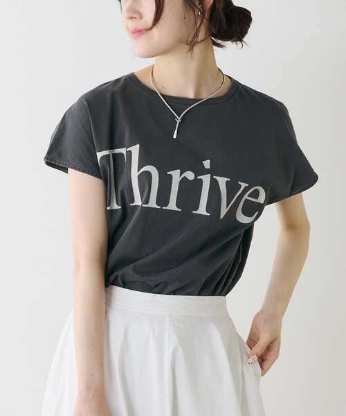 PUAL CE CIN(ピュアルセシン)の「オーガニックコットンフレンチスリーブ T(Tシャツ/カットソー・レディース・チャコールグレー/オフホワイト/モカ・FREE)」の3枚目の写真