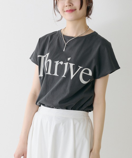 PUAL CE CIN(ピュアルセシン)の「オーガニックコットンフレンチスリーブ T(Tシャツ/カットソー・レディース・チャコールグレー/オフホワイト/モカ・FREE)」の15枚目の写真