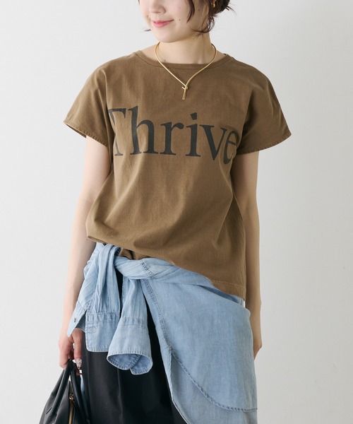 PUAL CE CIN(ピュアルセシン)の「オーガニックコットンフレンチスリーブ T(Tシャツ/カットソー・レディース・チャコールグレー/オフホワイト/モカ・FREE)」の9枚目の写真