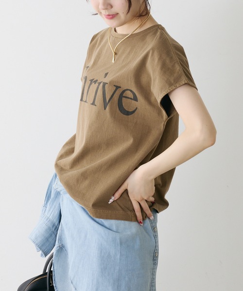 PUAL CE CIN(ピュアルセシン)の「オーガニックコットンフレンチスリーブ T(Tシャツ/カットソー・レディース・チャコールグレー/オフホワイト/モカ・FREE)」の10枚目の写真