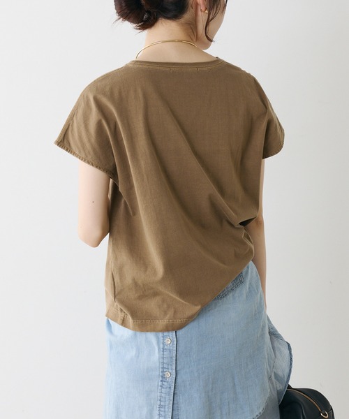 PUAL CE CIN(ピュアルセシン)の「オーガニックコットンフレンチスリーブ T(Tシャツ/カットソー・レディース・チャコールグレー/オフホワイト/モカ・FREE)」の11枚目の写真