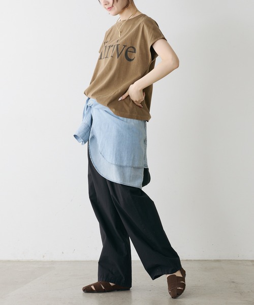 PUAL CE CIN(ピュアルセシン)の「オーガニックコットンフレンチスリーブ T(Tシャツ/カットソー・レディース・チャコールグレー/オフホワイト/モカ・FREE)」の13枚目の写真