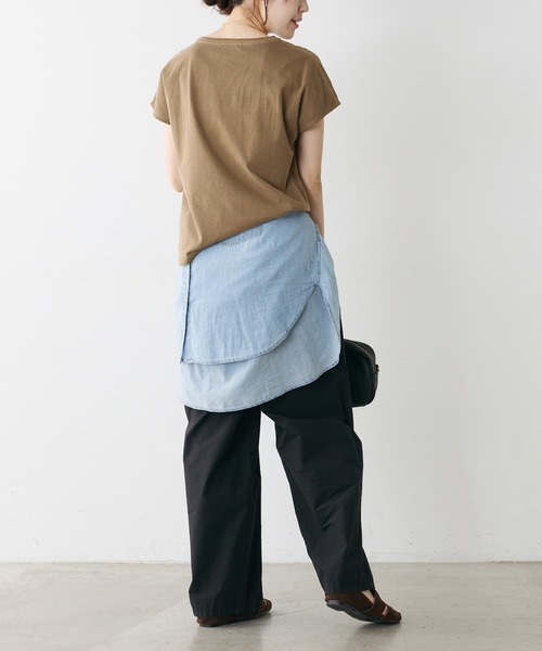 PUAL CE CIN(ピュアルセシン)の「オーガニックコットンフレンチスリーブ T(Tシャツ/カットソー・レディース・チャコールグレー/オフホワイト/モカ・FREE)」の14枚目の写真