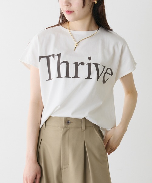 PUAL CE CIN(ピュアルセシン)の「オーガニックコットンフレンチスリーブ T(Tシャツ/カットソー・レディース・チャコールグレー/オフホワイト/モカ・FREE)」の4枚目の写真