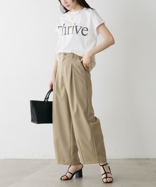 PUAL CE CIN(ピュアルセシン)の「オーガニックコットンフレンチスリーブ T(Tシャツ/カットソー・レディース・チャコールグレー/オフホワイト/モカ・FREE)」の7枚目の写真