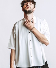 【NO ID.】Tuck Drape Half Sleeve BIG Shirt / タック ドレープ ハーフスリーブ ビッグ シャツ