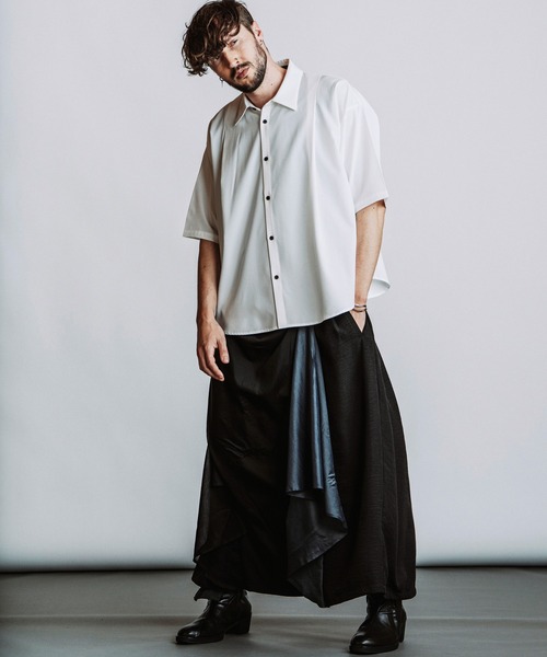 NO ID.(ノーアイディ)の「【NO ID.】Tuck Drape Half Sleeve BIG Shirt / タック ドレープ ハーフスリーブ ビッグ シャツ(シャツ/ブラウス・メンズ・ブラック/その他22/ホワイト・ONE SIZE)」の9枚目の写真
